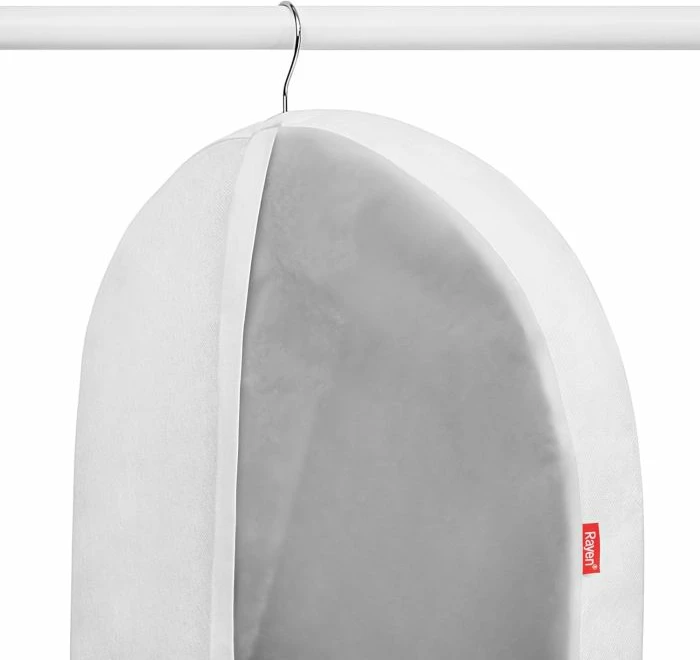 Mbulesë mbrojtëse për rroba Rayen 203511, S (60 x 100 cm), me zinxhir dhe dritare transparente, bardhë/transparente