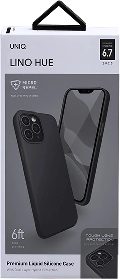 Mbështjellës UNIQ Lino Hue për iPhone 12 Pro Max, i zi