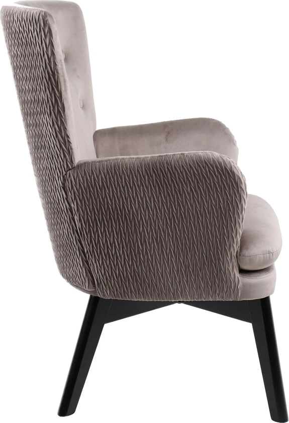 Fotel Loulou, kadife bezhë, 68x76x96 cm