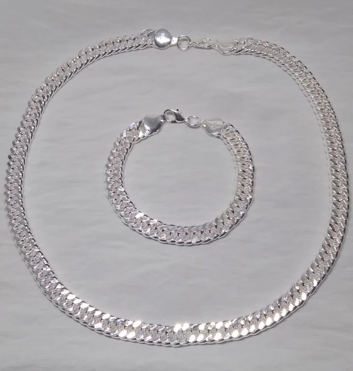 Set Xuping të flakëruar në argjend - qafore + byzylyk, unisex