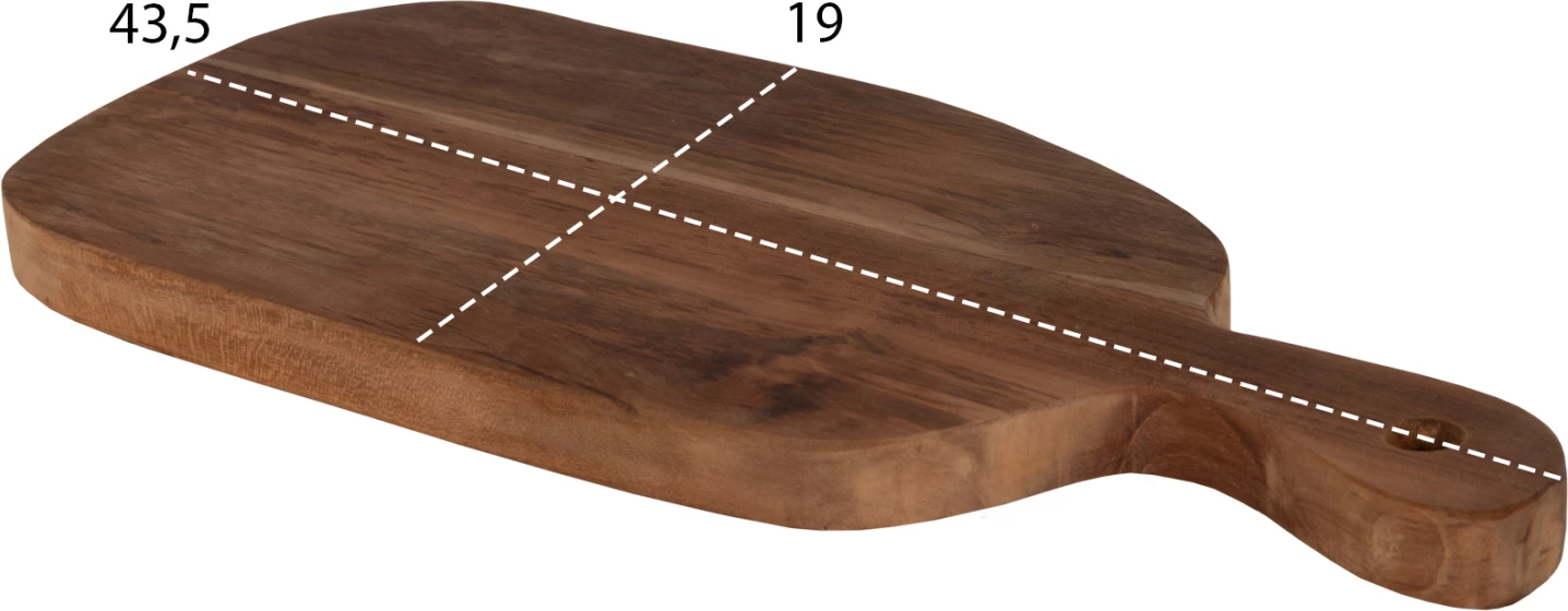 Dërrasë prerëse normale FH4290 dru tik natyral me vrimë varëse dhe dorezë 19x43.5x2H cm 5