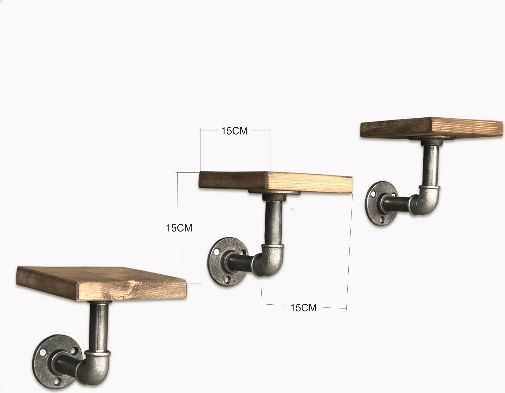 Raft muri Pipe Shelf, ngjyrë e zezë dhe arre, Boruraf005