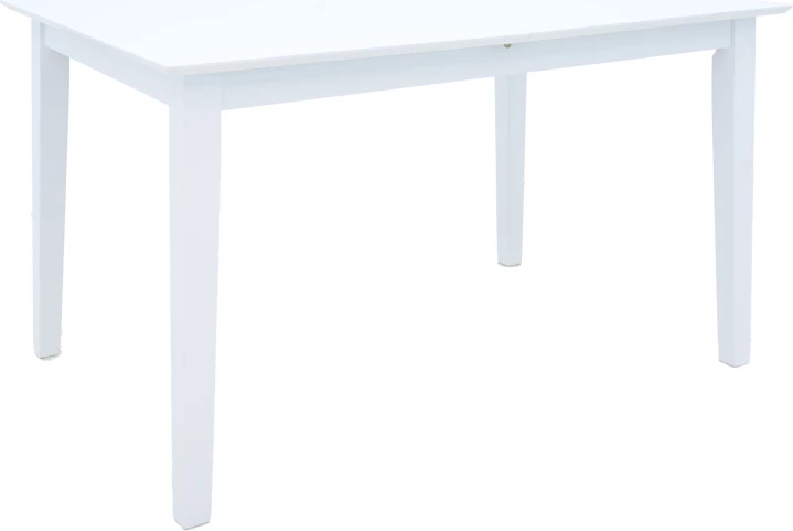 Tavolinë e zgjatshme Mabor, dru kauçuku, ngjyrë e bardhë, 120-150x80x73.8cm