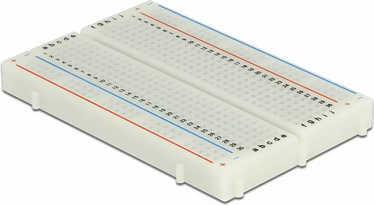 Breadboard DeLOCK 300/100 kontakte, plastikë, 84 x 54 x 9 mm, i bardhë