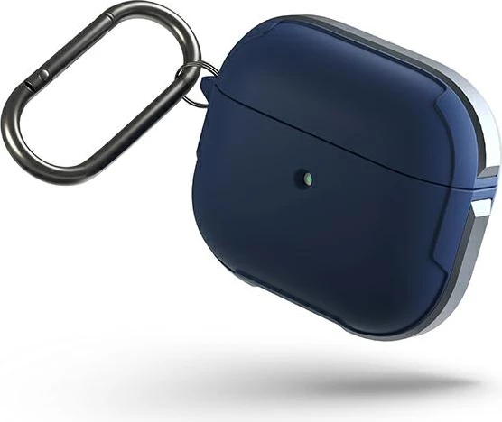 Mbështjellës UNIQ Valencia për AirPods 3, Flexi-Fit, antibakterial MicroRepel, me karabinë, mbrojtje 360°, blu