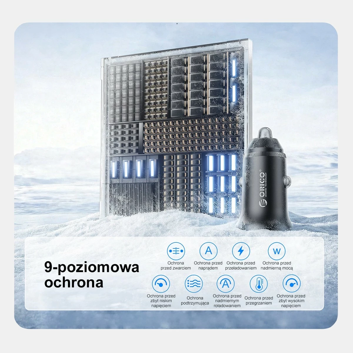 Karikues veture Orico PD 65W, USB-C, USB-A, zi