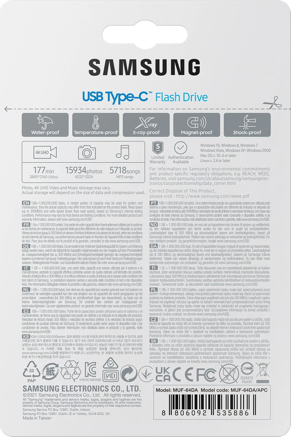 USB Samsung MUF-64DA, 64 GB, USB Type-C, 3.2 Gen 1, Blue