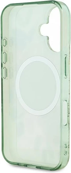 Mbështjellës Guess IML Flower & Tonal Circle MagSafe për iPhone 16 Plus, Gjelbër