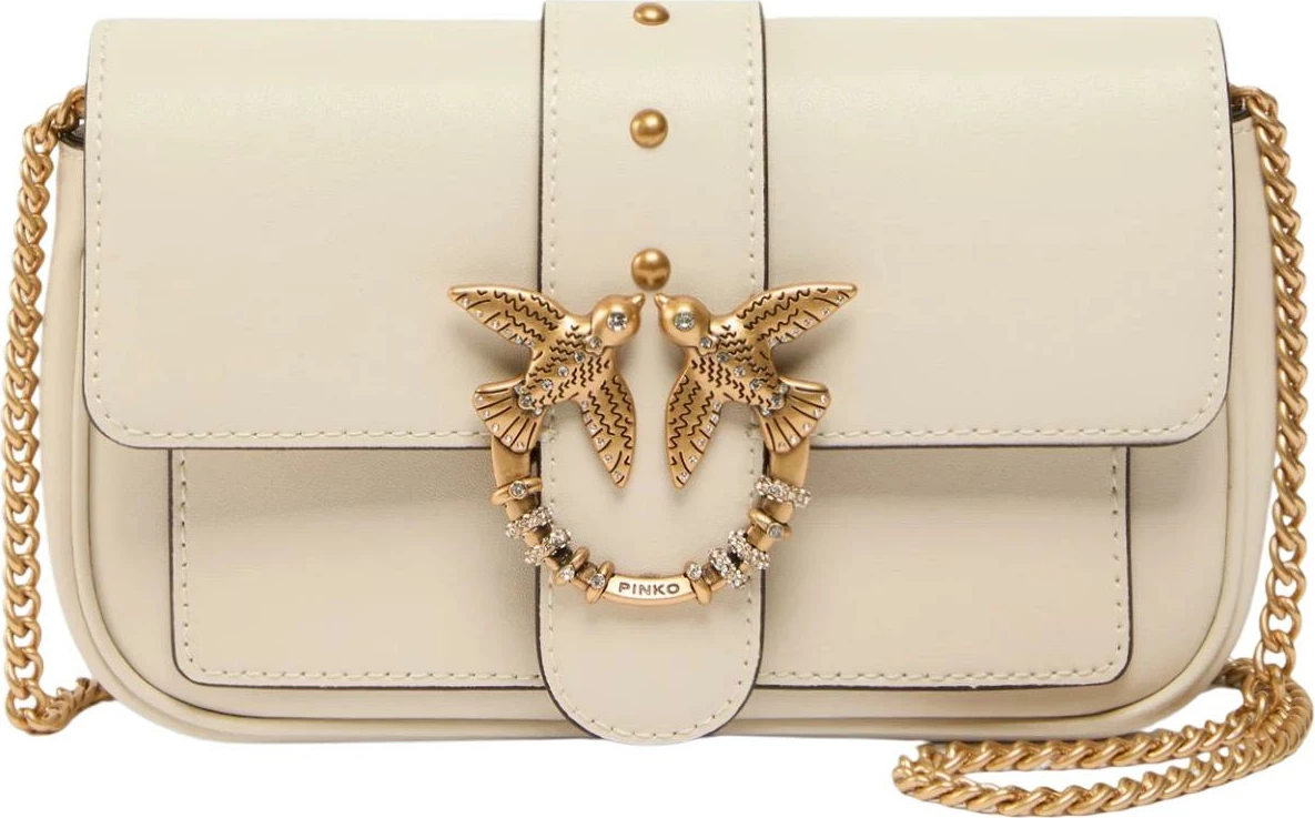 Çantë krahu Pinko Love Pocket New Buckle Vitello 107072 A0F1, bezhë e hapur