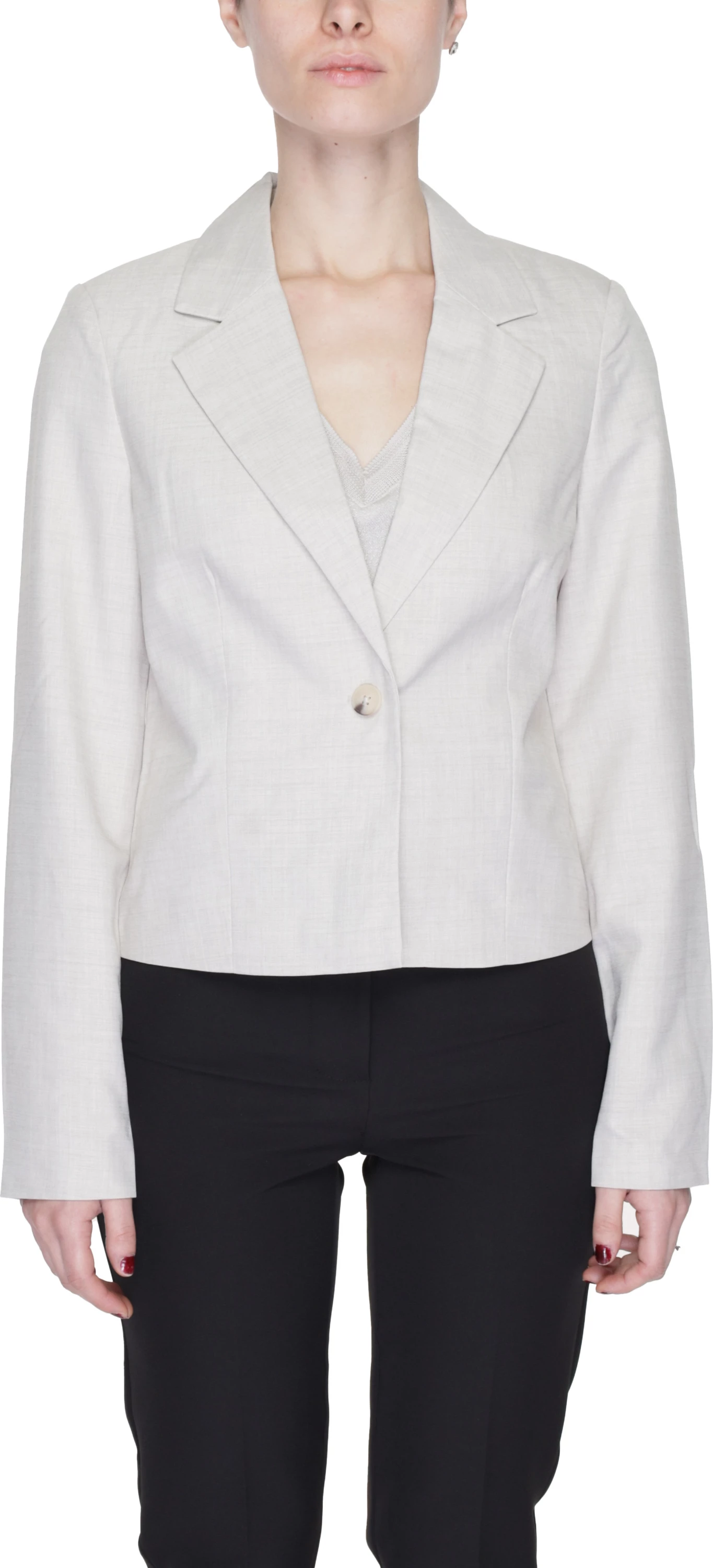 Blazer për femra Vero Moda Vmnancy Ls Short Slim 10304631, gri e çelët