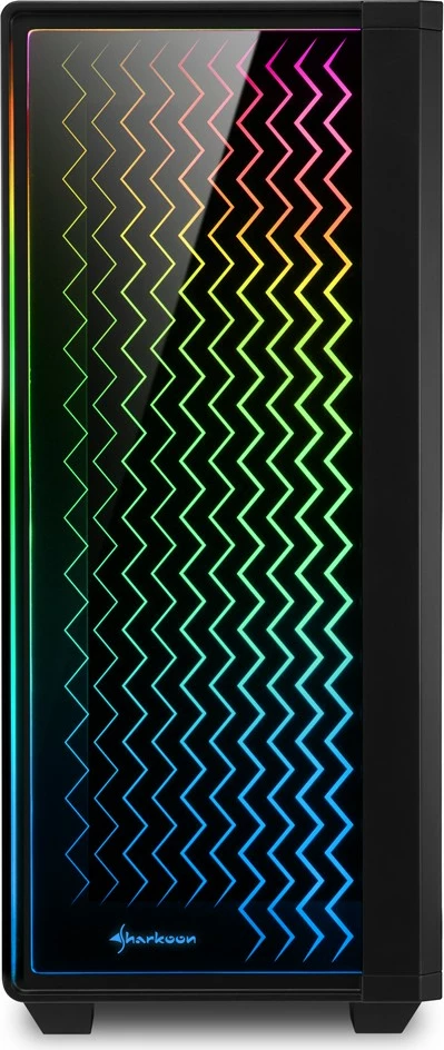 Kasë Sharkoon RGB LIT 200, Midi Tower, ATX, micro ATX, Mini-ITX, e zezë, RGB