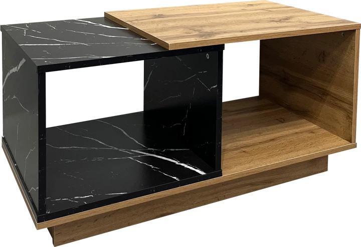 Tavolinë kafeje Fetix, ngjyrë mermeri të zi-sonoma, 90x45x45cm