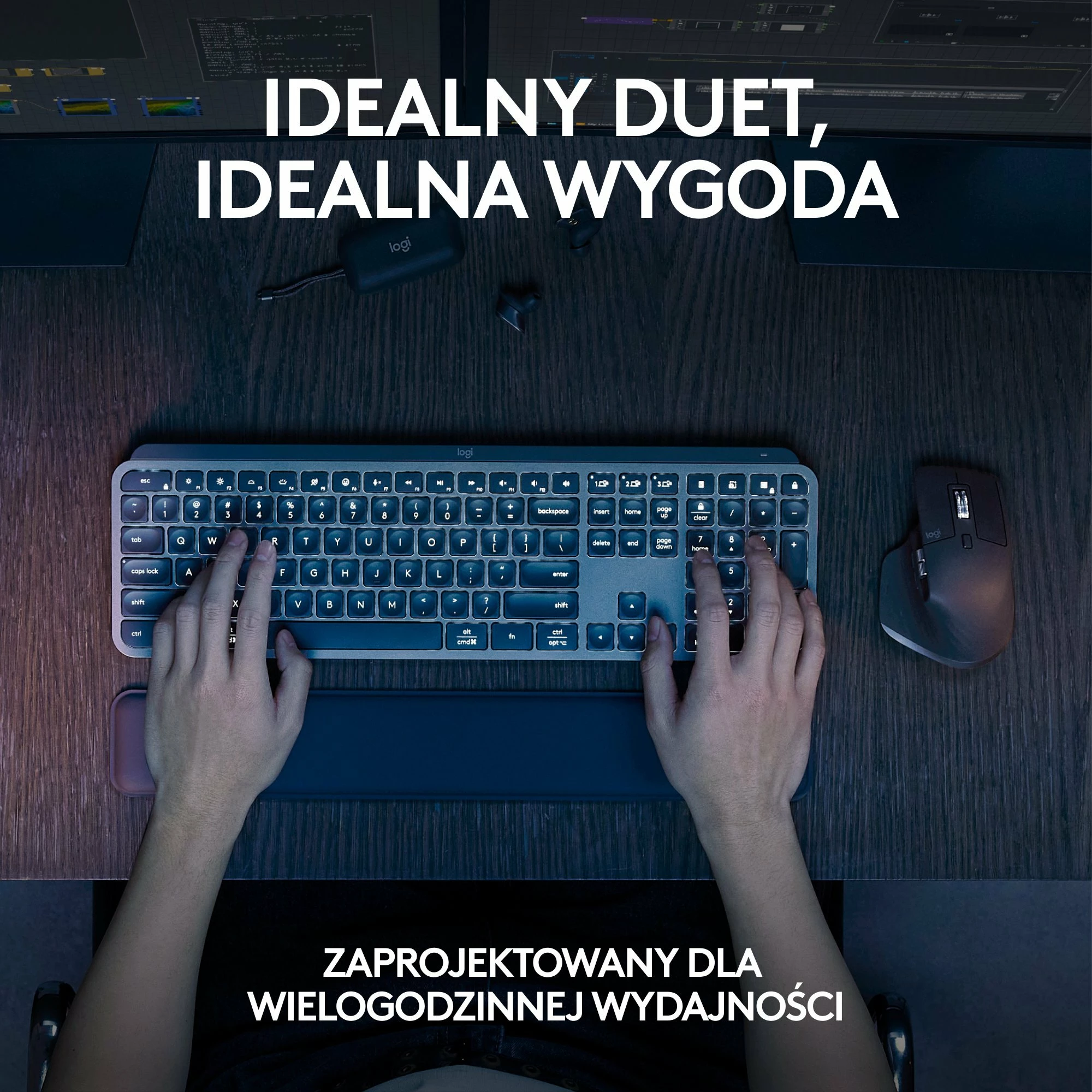 Set tastierë + maus Logitech MX Keys S Combo 920-011614, wireless, Bluetooth/USB, US INTL, me numpad, me wrist rest, Grafit