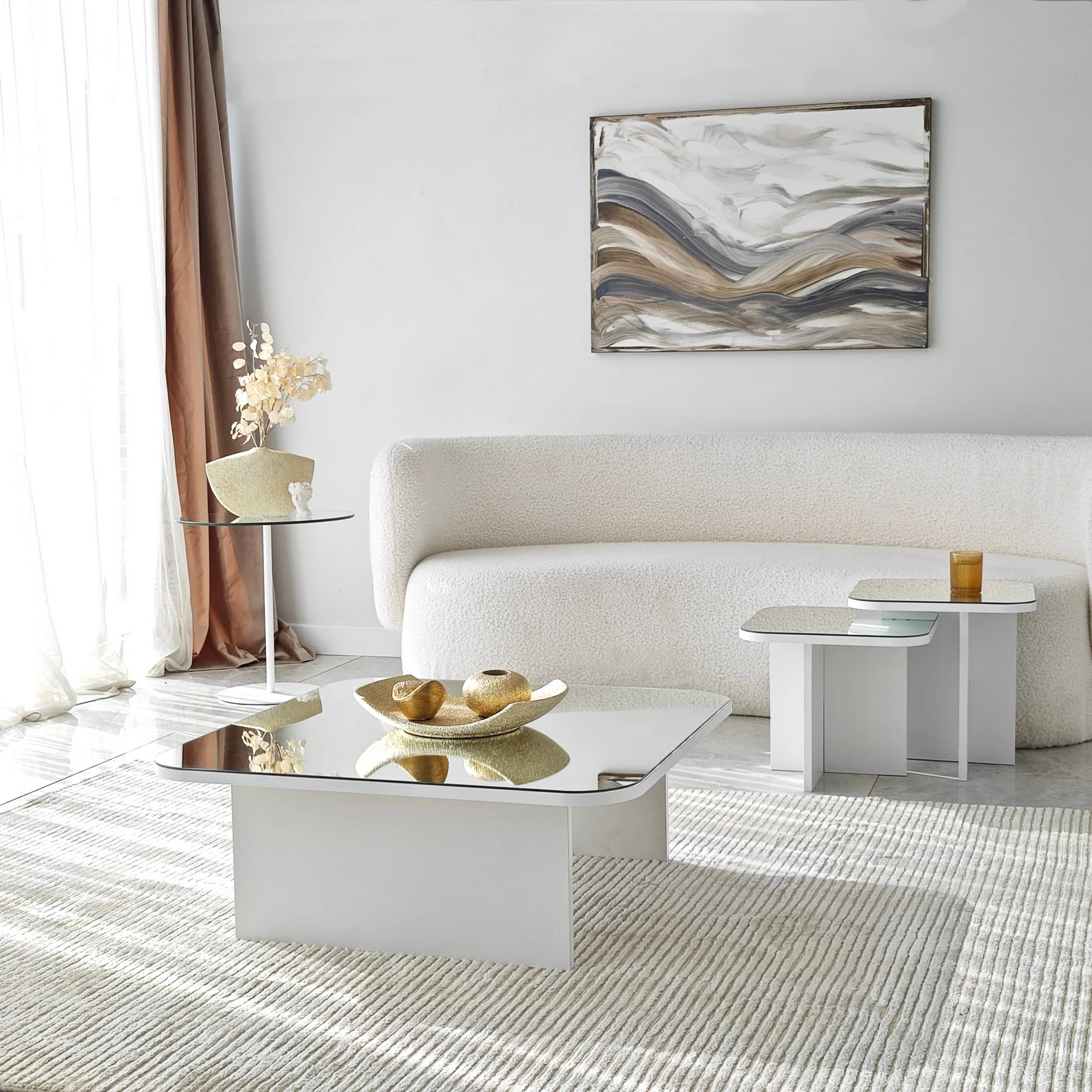 Set tavolinash kafeje Hanah Home, Jazz, e bardhë