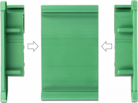 Mbajtëse pllake PCB DeLOCK 72 mm, për shinë DIN 250 mm, e gjelbër
