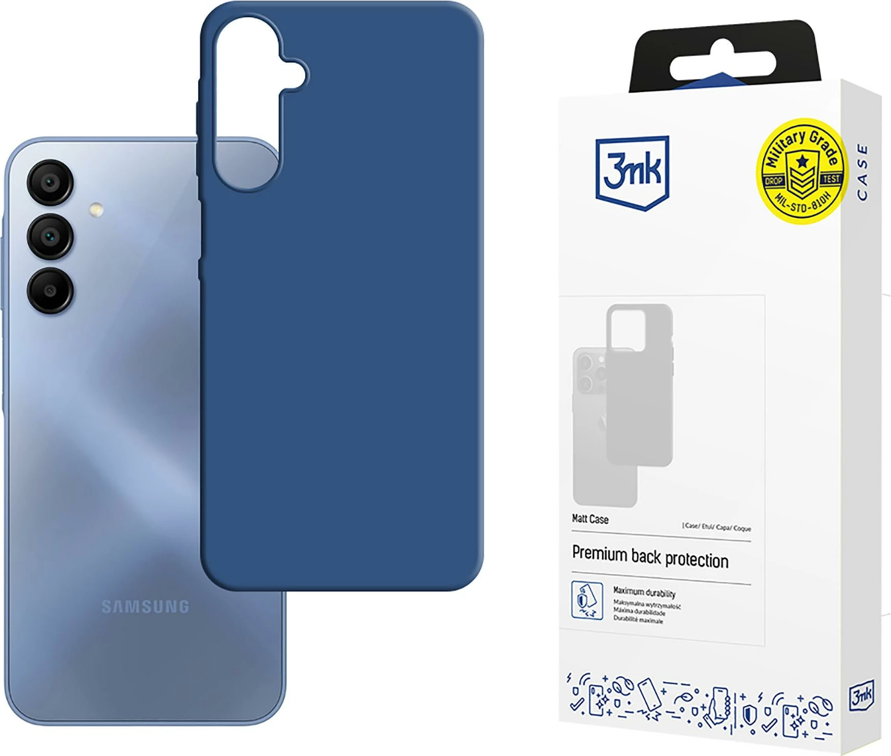 Mbështjellës 3mk Matt Case për Samsung Galaxy A15 5G, TPU, finish mat, blu e errët, me kuti