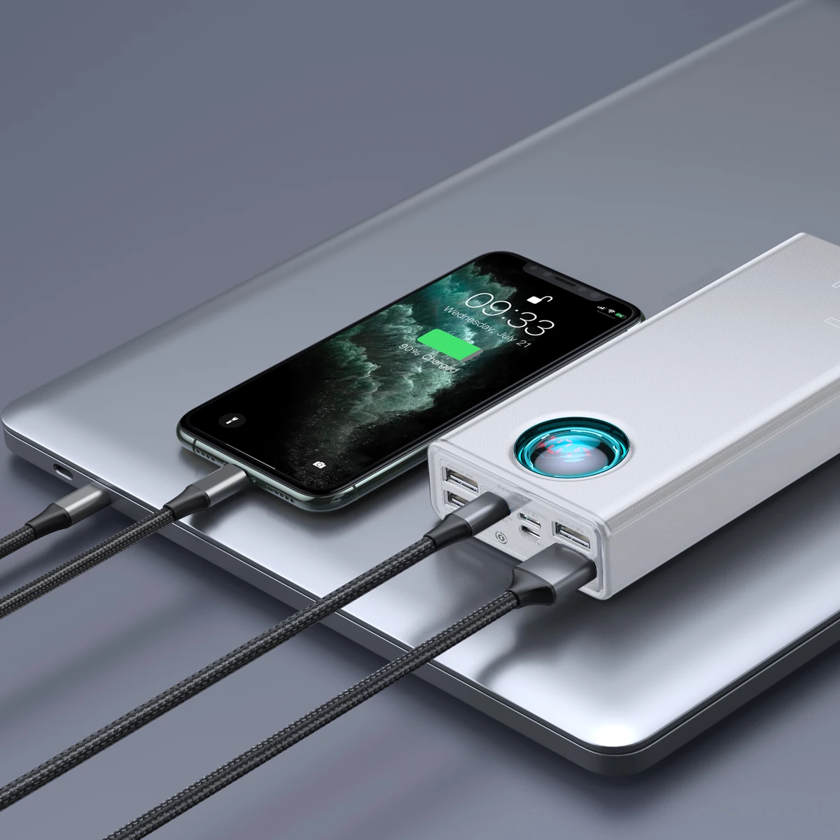 Powerbank Baseus Amblight 30000mAh, 65W, i bardhë