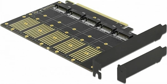 Kartelë zgjerimi PCIe DeLOCK x16 në 5x M.2 Key B/SATA, PCIe 3.0, low-profile, e zezë