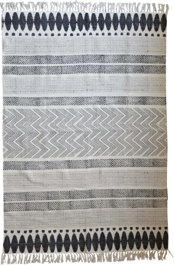 Qilim Hamma 2, pambuk, ngjyrë bezhë e zezë, 190x120cm