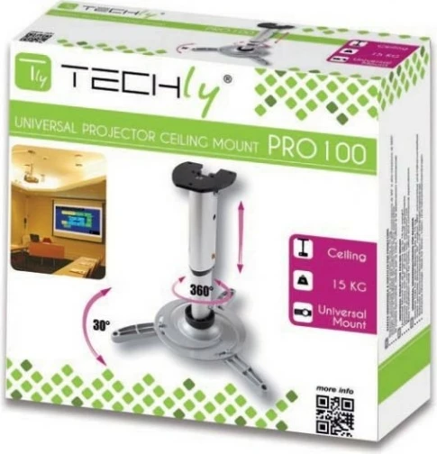 Krah tavani për projektor Techly 301559, 30-37cm, 15kg, argjend