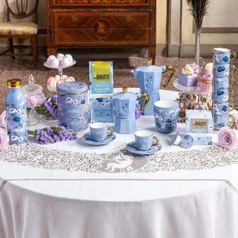 Kafetiere moka Bialetti Moka Express Bridgerton 2501020211, 3 filxhanë (150 ml), alumini, blu