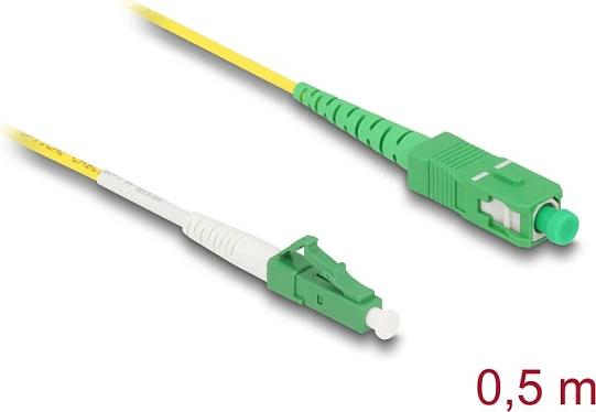 Kabllo fibër optike DeLOCK LC/APC në SC/APC, Simplex Singlemode OS2, 0.5 m, e verdhë