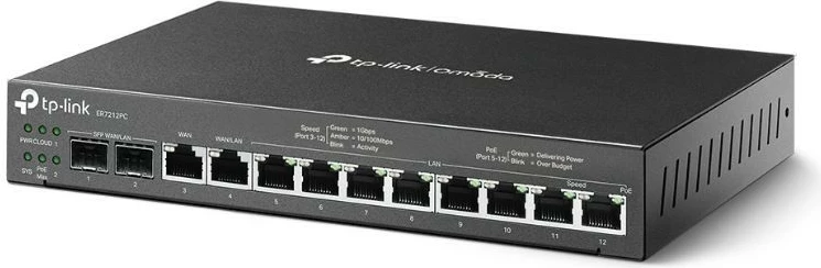 Router TP-LINK ER7212PC Omada 3-në-1, Gigabit, PoE+, i zi