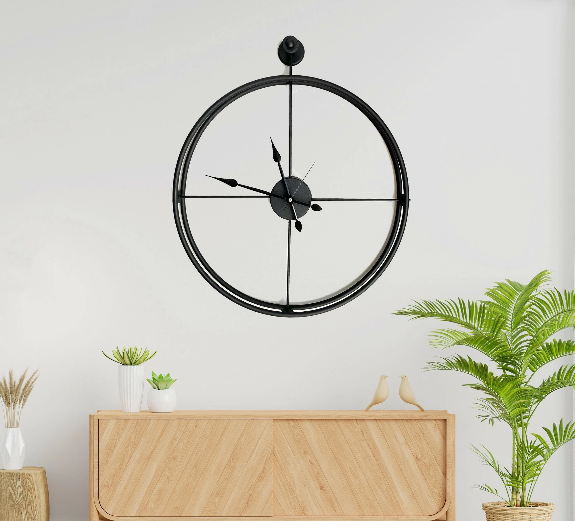 Orë muri dekorative prej metali, e zezë, Wallity, Mclock-00106
