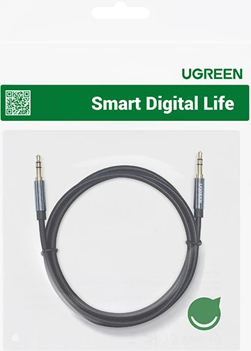 Kabllo audio AUX UGREEN 50361 3.5mm 1m, e zezë, Polybag