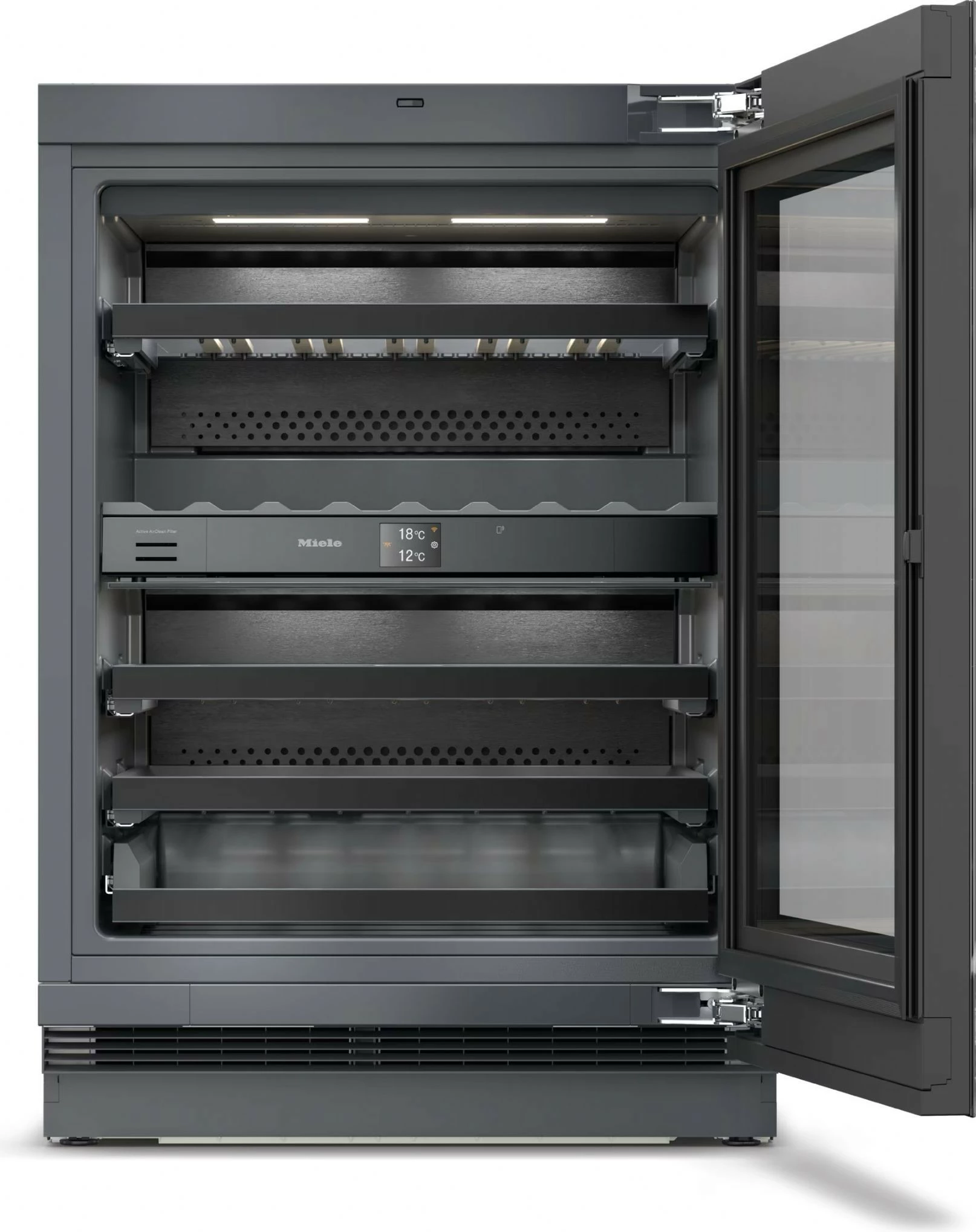 Ftohës vere Miele KWTUS 7096 E 90L 32 shishe Dual Zone Touch Control, i zi xham