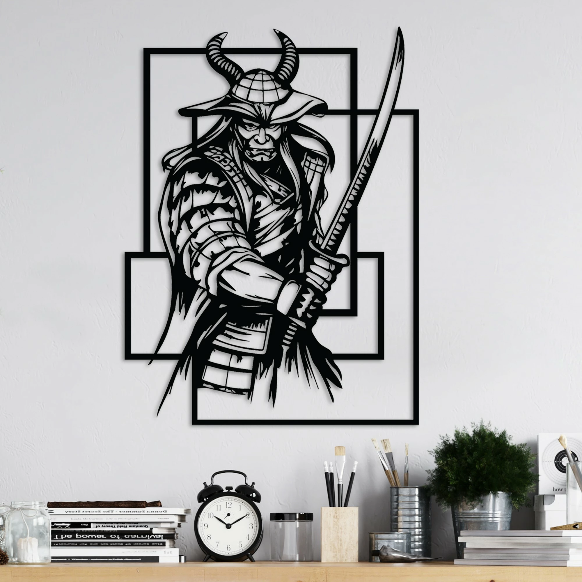 Aksesor dekorativ metalik për mur, Wallity, Samurai
