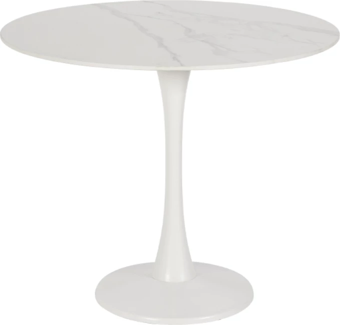 Tavolinë e rrumbullakët Snow, e bardhë, 90x90x75cm