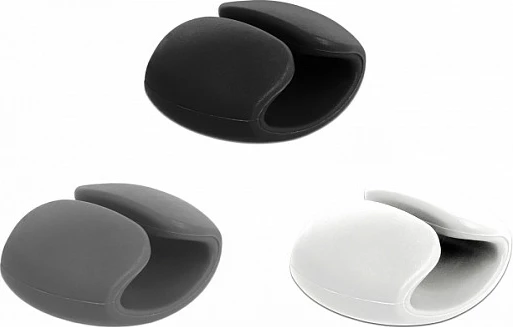 Mbajtës kabllosh DeLOCK Clip Set 6 copë, për kabllo deri 1.4 cm, zi/gri/bardhë