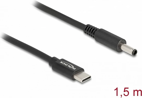 Kabllo karikimi për laptop DeLOCK, USB-C në Dell 4.5 x 3.0 mm, 1.5 m, e zezë