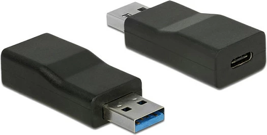 Adapter USB DeLOCK 65696, USB 3.1 Gen 2 Type-A (mashkull) në Type-C (femër), 10 Gbit/s, i zi