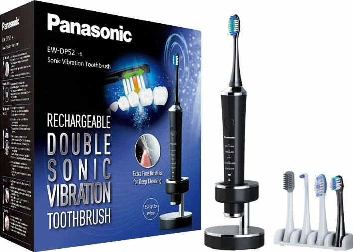 Furçë dhëmbësh elektrike sonike Panasonic EW-DP52-K803, 5 mënyra, 5 koka, e zezë, set me 5 koka