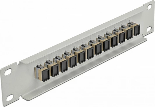 Panel patch fiber optik DeLOCK 10", 12x SC Simplex, 1U, metal, beige/gri