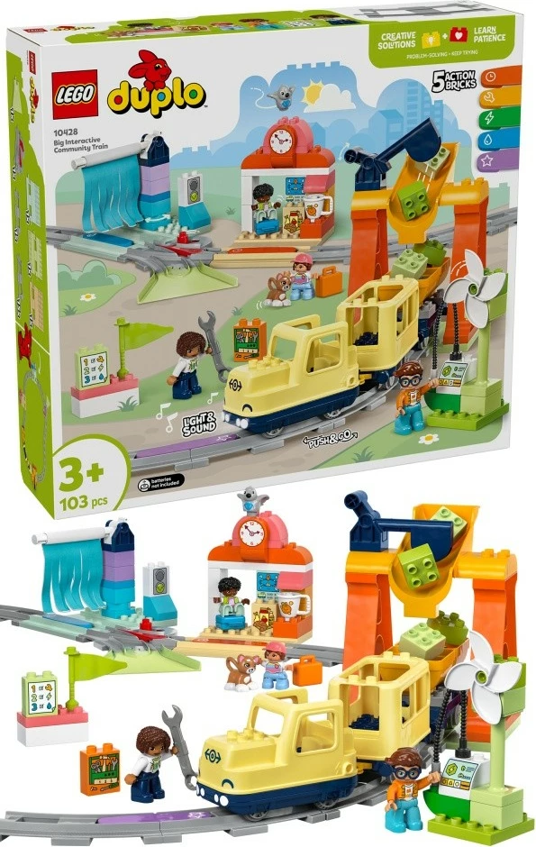 Set lodrash LEGO DUPLO 10428 tren interaktiv i madh, 103 pjesë, shumëngjyrësh