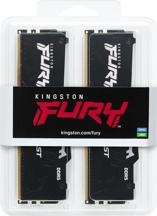 RAM Memorie Kingston FURY Beast RGB,  64 GB, 5600 MHz, e zezë / shumë ngjyrëshe