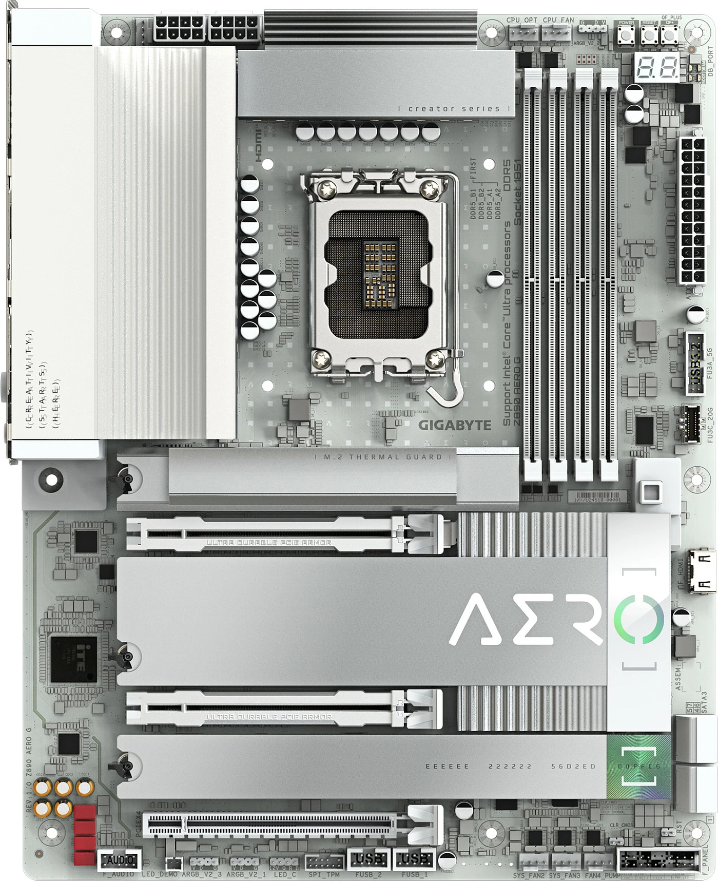 Pllakë amë Gigabyte Z890 AERO G, LGA 1851, DDR5, Wi-Fi 7, Thunderbolt 4, e argjendtë