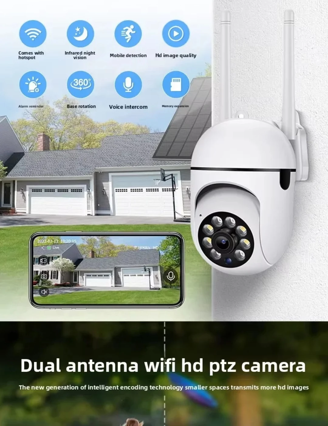Kamerë Wi-Fi A7 PTZ 360° me Shikim Natën dhe Audio në Dy Drejtime 3