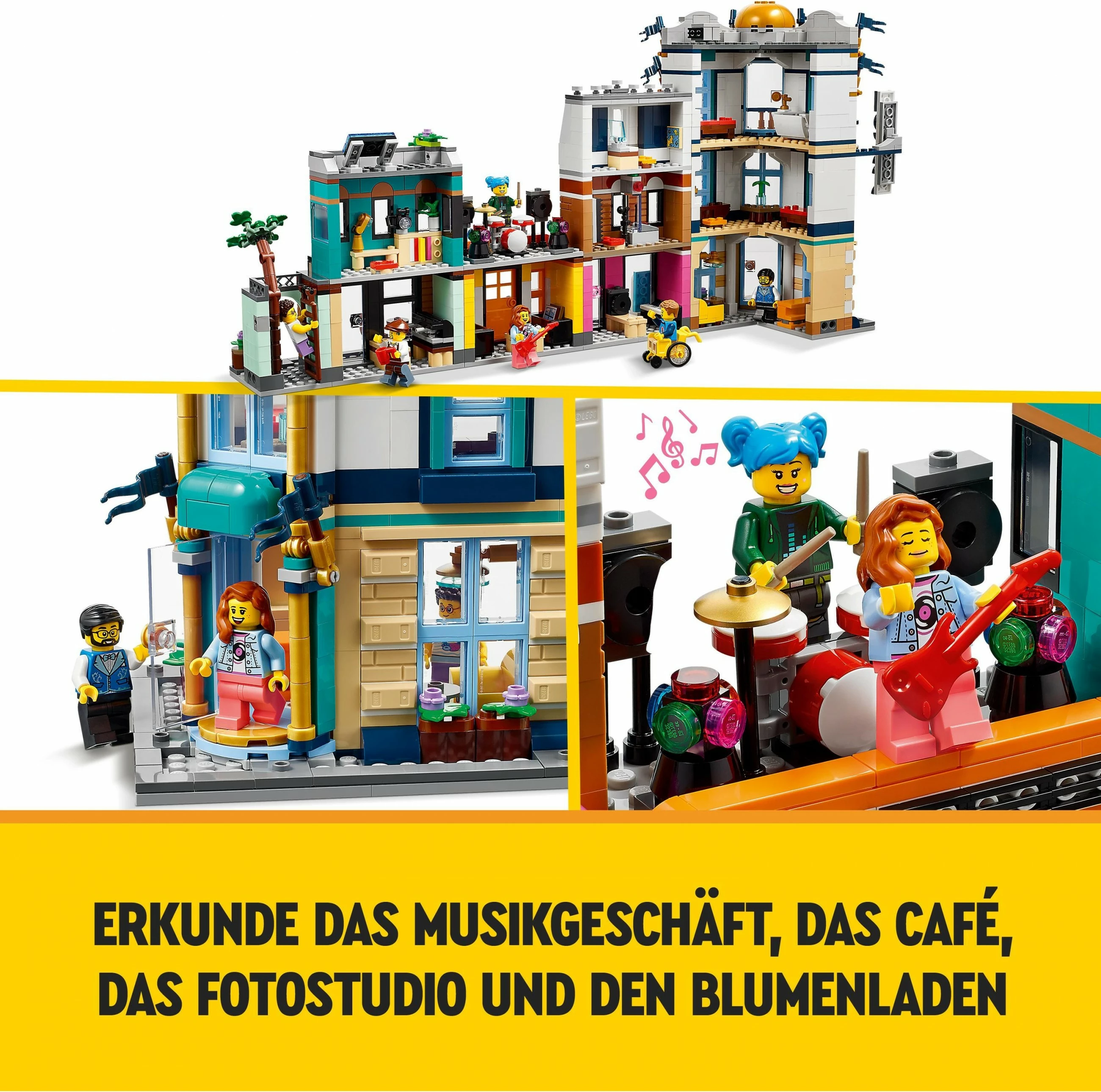 Set ndërtimi LEGO Creator 3in1 Main Street, 1459 pjesë, shumëngjyrësh