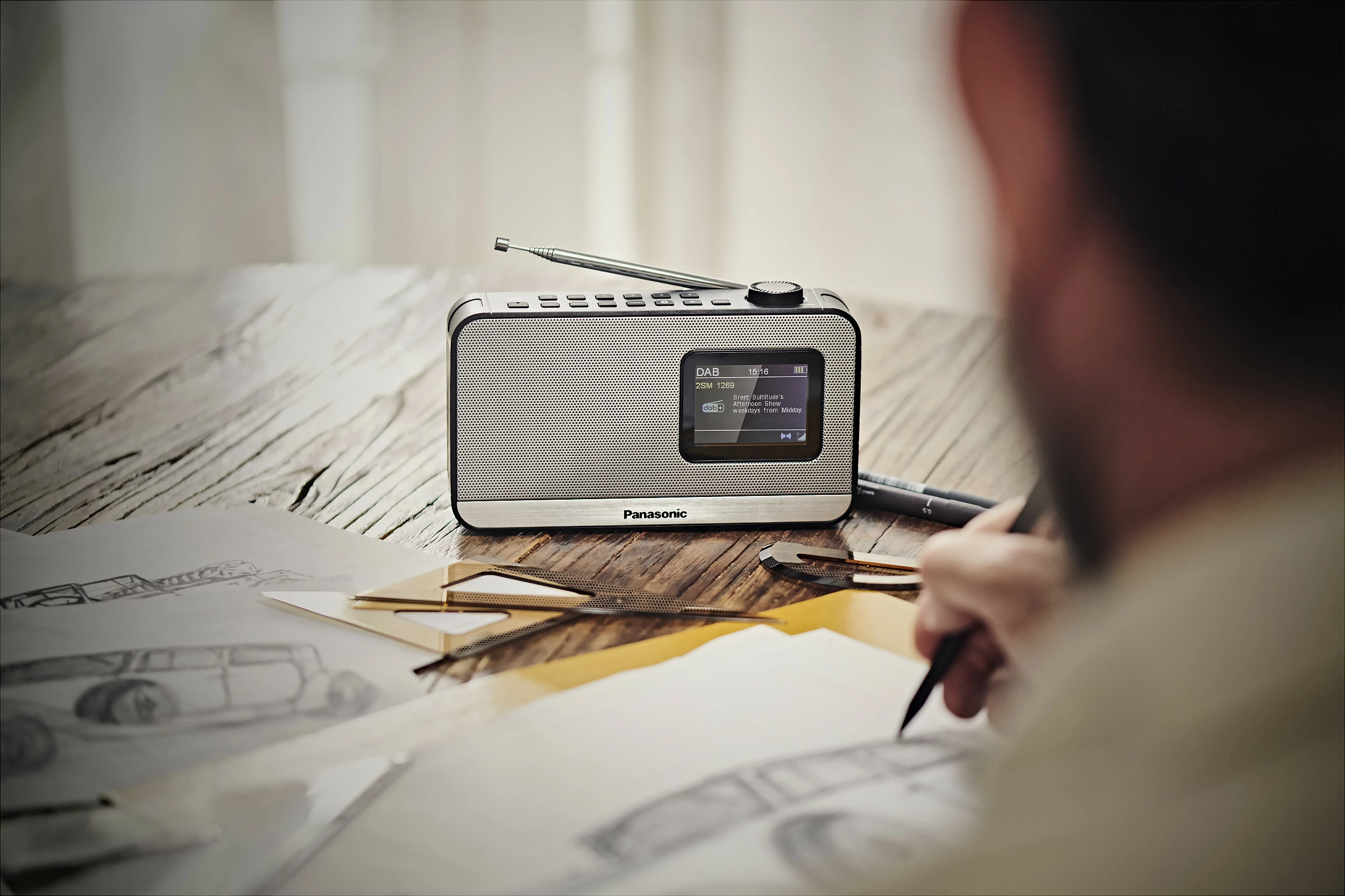 Radio portativ Panasonic RF-D15, DAB+ FM, Bluetooth 5.0, 3W, ekran LCD 2.4", gri