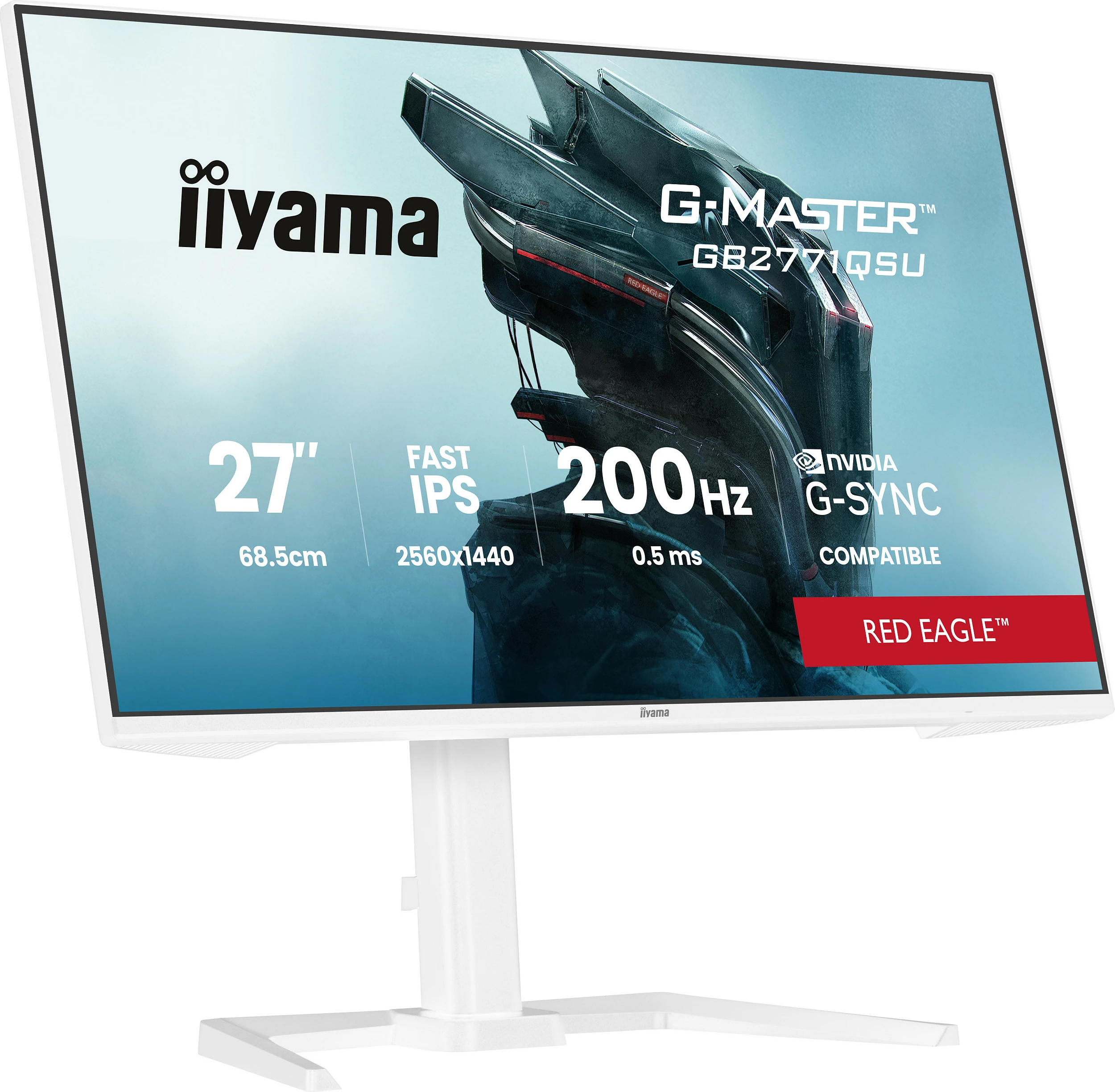 Monitor iiyama G-MASTER GB2771QSU-W1, 27", WQHD 2560x1440, 200Hz, IPS, i bardhë