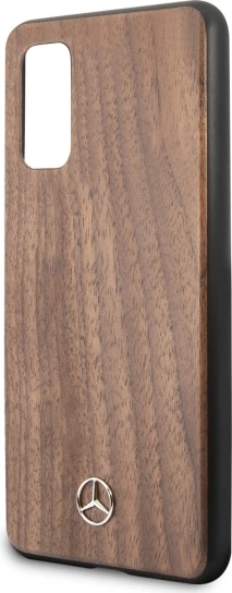 Mbështjellës Mercedes Wood Line Walnut për Samsung Galaxy S20 G980, kafe