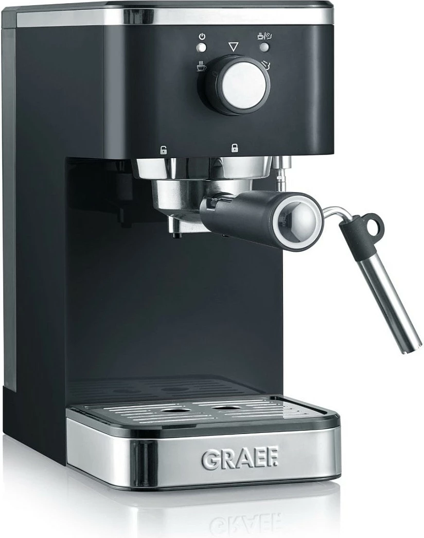 Makinë espresso Graef ES 402, 1.25 L, Kafe e bluar, 1400 W, E zezë, Çelik satinat