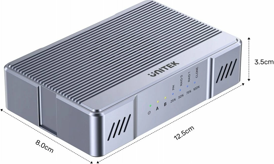 Kasë e jashtme për SSD M.2 Unitek S1247AGY01, 2x M.2, USB 3.2 Gen 2x2 20 Gb/s, RAID0/RAID1, klonim offline, Gri 6