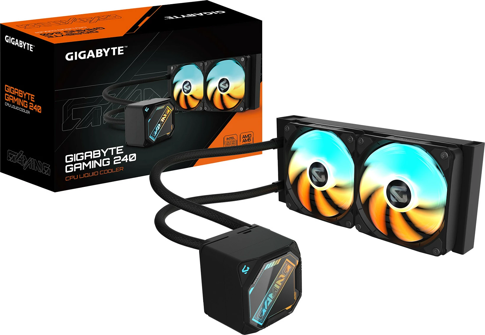 Ftohës lëngshëm AiO për CPU Gigabyte GAMING 240, radiator 240mm, RGB, i zi