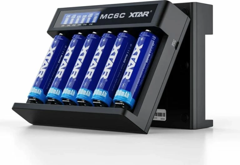 Karikues baterish XTAR MC6C, i zi, 6 vende
