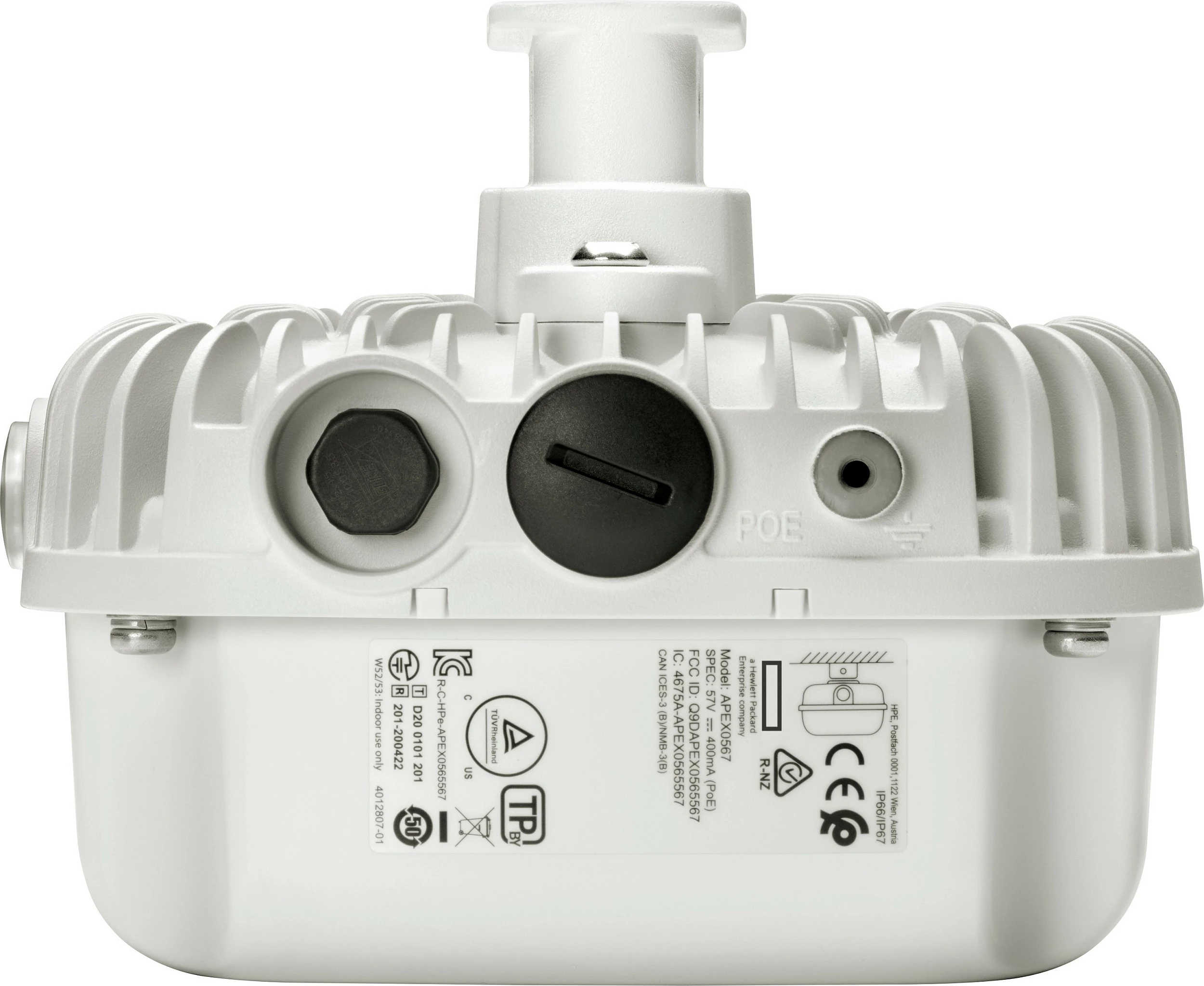 Access point HPE Aruba Networking AP-565 (RW), Wi‑Fi 6, outdoor, dual-band 2.4/5 GHz, 1.78 Gbps, e bardhë